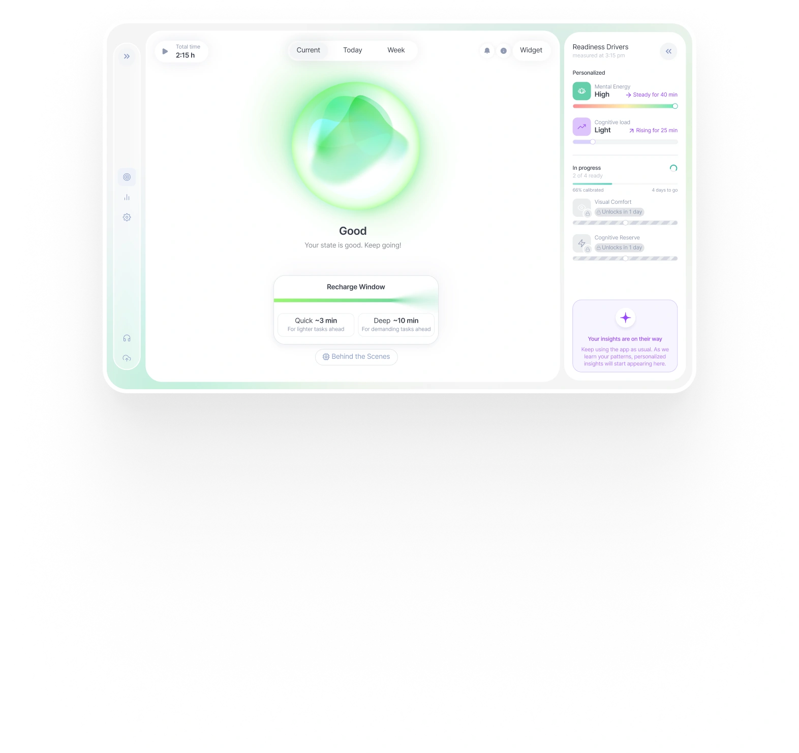 Advancify desktop app showing your readiness and personalized metrics